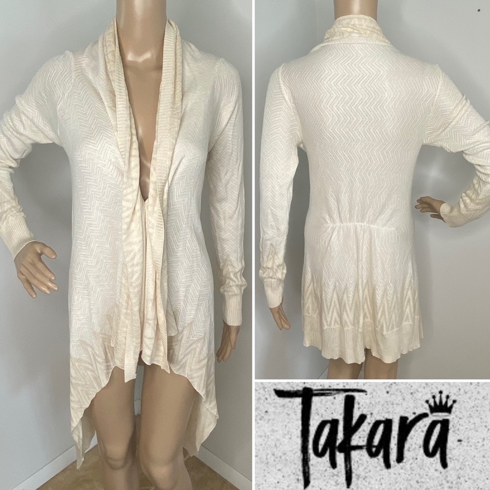 BNWOT TAKARA (Anthro) Textured Open Waterfall Cardigan